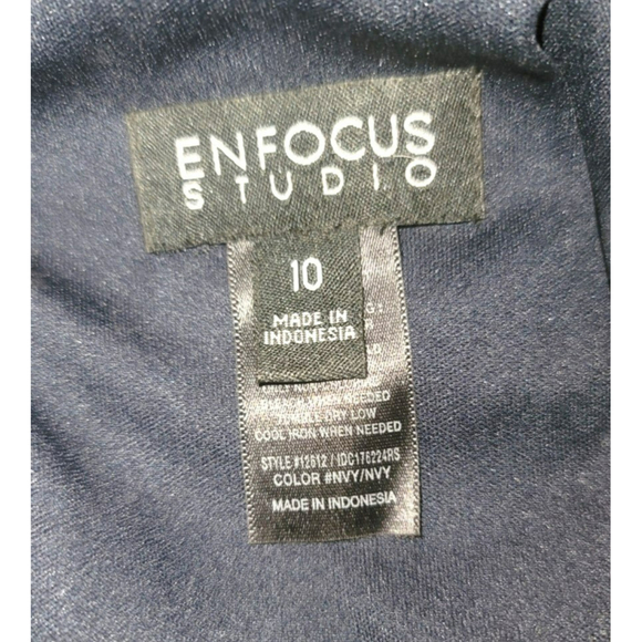 Enfocus Studio Navy Blue Lace Bodice Midi High Low Halter Dress - Size 10 - Picture 5 of 9